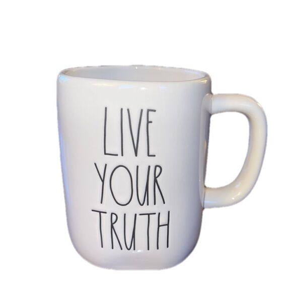 Rae Dunn LIVE YOUR TRUTH Coffee Tea Mug White New - Picture 2 of 3